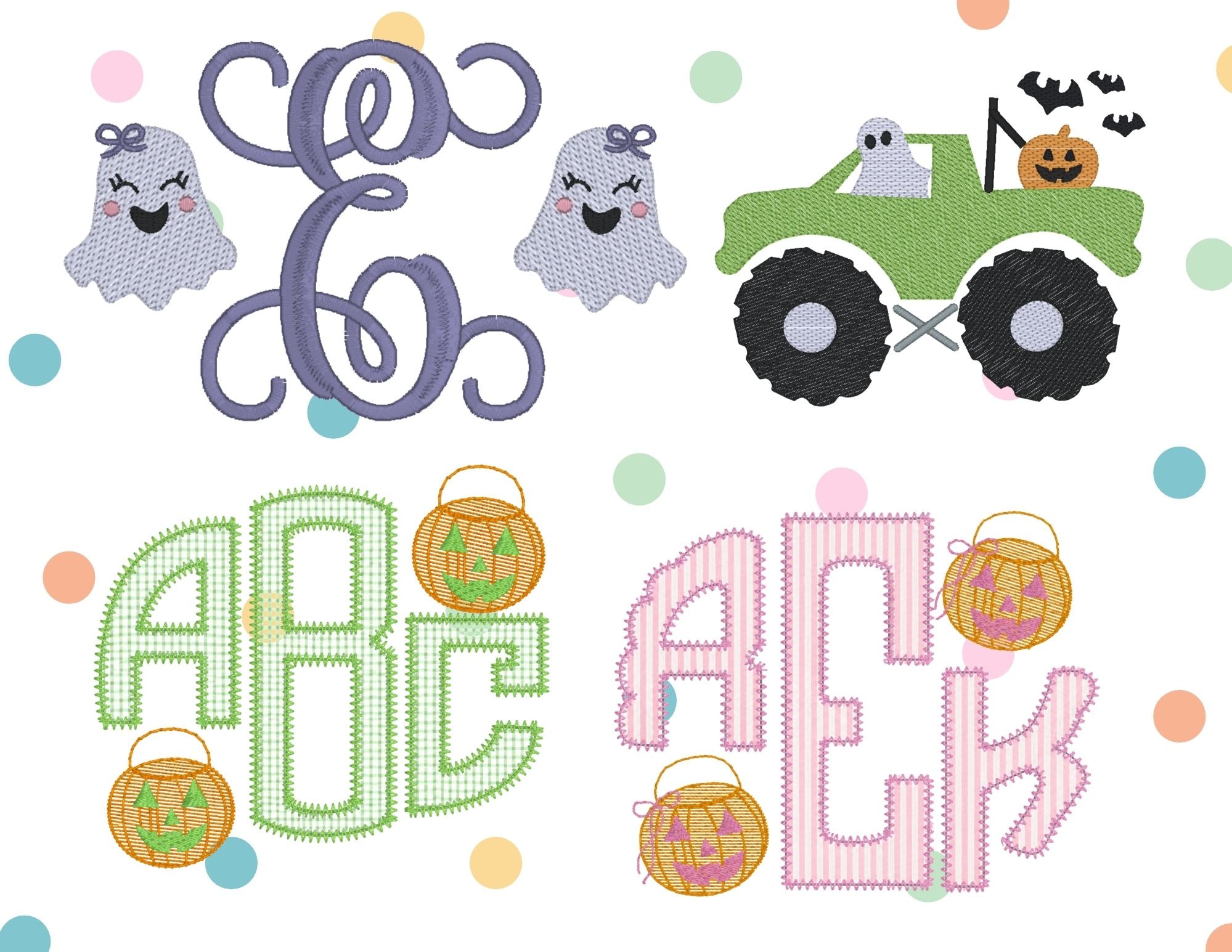 Embroidered Halloween Baskets