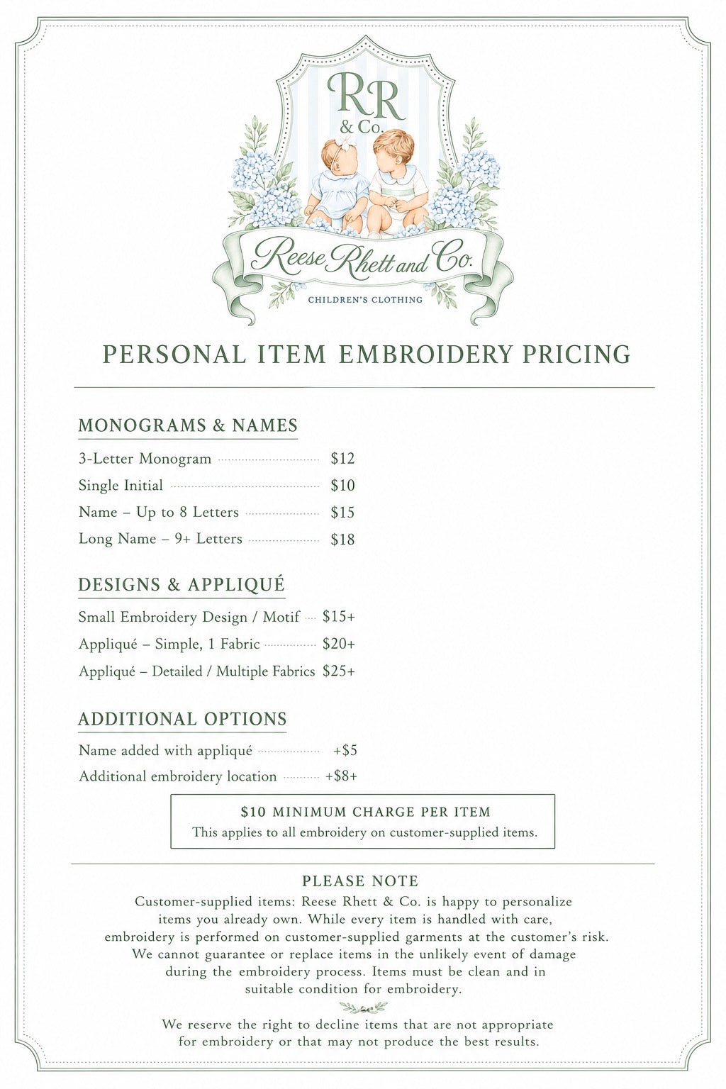 Personal Item Embroidery